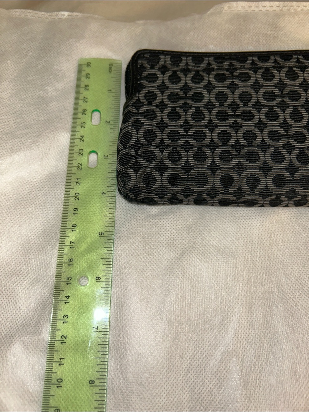 Coach Black & Gray Signature Zip Wristlet Pouch - Picture 12 of 12